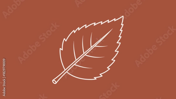 Fototapeta Illustration of a leaf with serrated edges on a brown background.