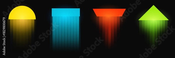 Obraz Abstract art composition with geometric blurred fractal glass style. Set of backgrounds for design cover banner, card, poster. Fashion vector illustration.