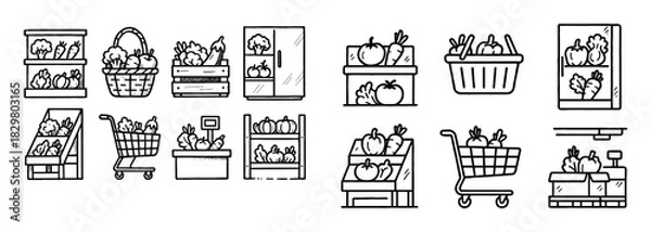 Fototapeta Vegetable Icons Display