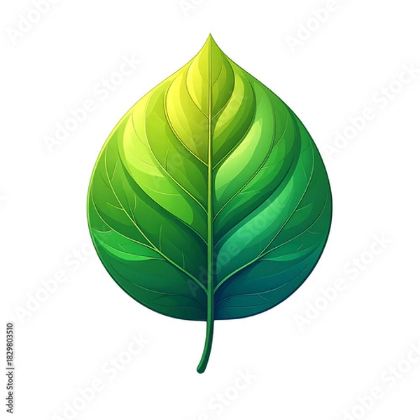 Obraz Isolated Bright Green Leaf on Black Background Illustrative Design