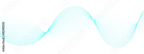 Obraz Turquoise wave pattern flows gracefully across a clean white background design