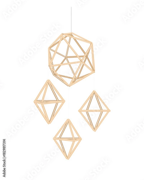 Fototapeta Christmas straw spider decoration element. Ukrainian and Scandinavian himmeli hanging straw holiday decoration. Vector isolated illustration.