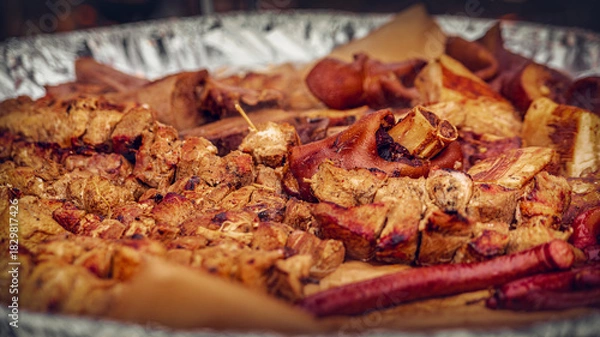 Obraz Hot grilled meat pan