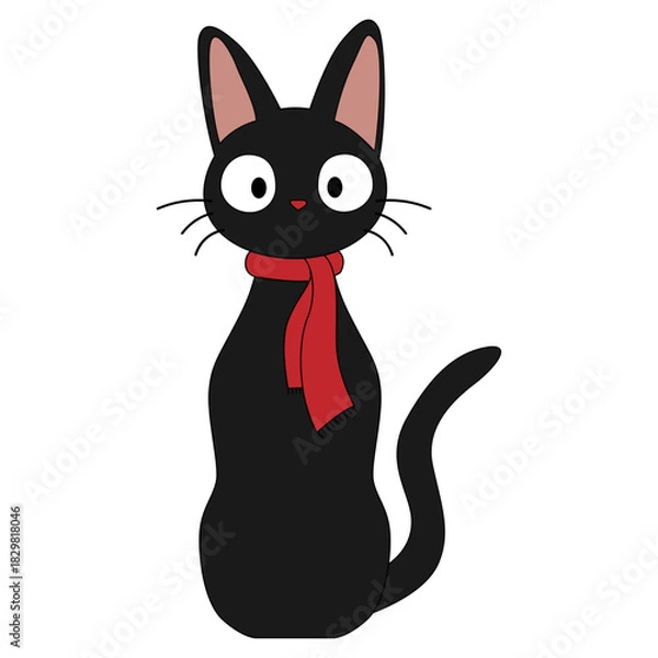 Obraz Christmas black cat Vector Art