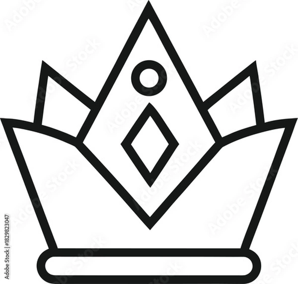 Obraz Crown Icon outline vector illustration on white background