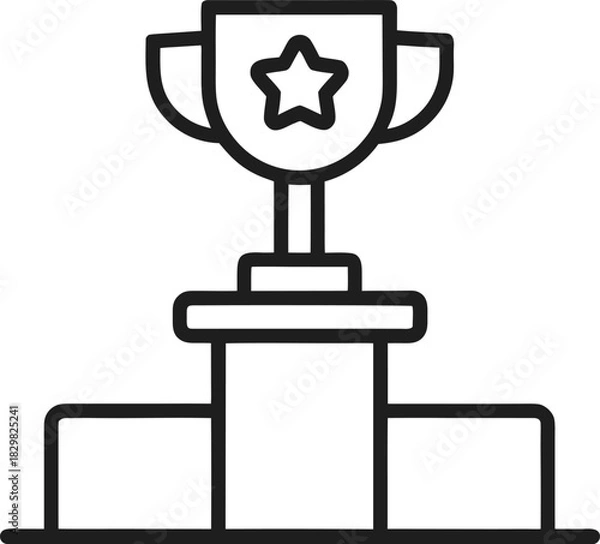 Obraz Trophy on Winners Podium Icon outline vector illustration on white background