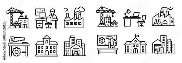 Obraz Engineering Icons Grid