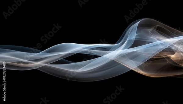 Obraz Abstract Smoke: An artistic display of ethereal smoke gracefully dances against a stark black backdrop. Its wispy forms and gentle colors evoke feelings of tranquility and artistic expression.