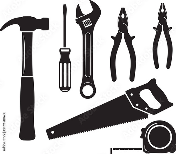 Fototapeta set of tools isolated on white