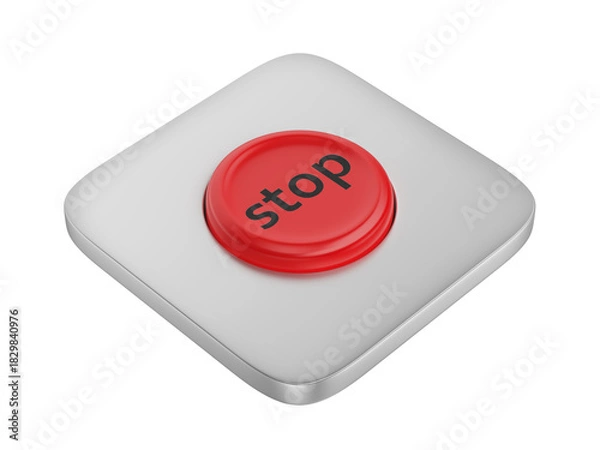 Obraz Red round stop button on transparent background