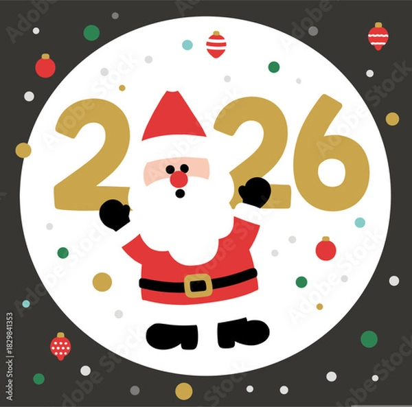 Fototapeta Cute Santa Claus Character Standing With Text 2026 For Christmas And New Year Celebration

