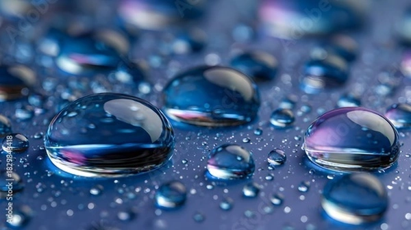 Fototapeta Makroaufnahme von Wassertropfen auf glatter Oberfläche
