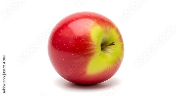Fototapeta A single red and green apple isolated on white background