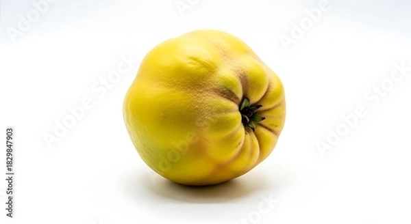 Fototapeta A single ripe yellow quince fruit isolated on white background