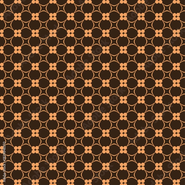 Obraz Retro Geometric Circle Pattern with Dots - Grid Design in Orange and Brown