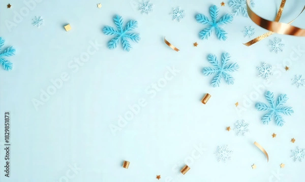 Fototapeta Winter sale banner design featuring snowflakes and festive decorations
