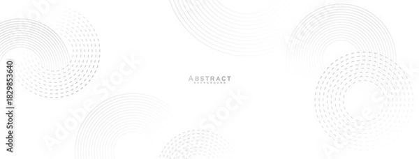 Obraz Minimal White Abstract Circular Dotted Pattern Background with Modern Clean Geometric Shapes Vector