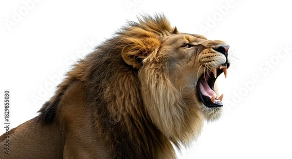 Obraz Bold Portrait of a Roaring Lion Showcasing Strength and Wild Emotion