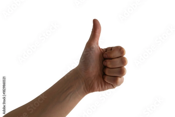 Fototapeta Enthusiastic thumb's up gesture for approval, success, and positive feedback, symbolizing agreement and encouragement with a powerful expression of support