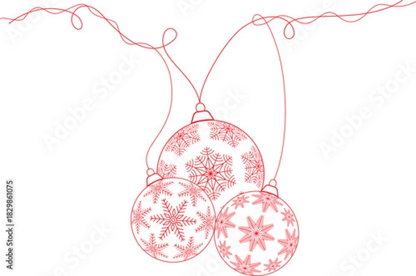 Fototapeta red christmas balls vector isolated on transparent background