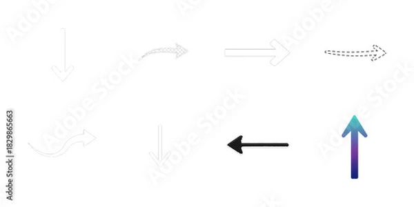 Fototapeta Collection of eight diverse arrow icons on white background isolated on a transparent background