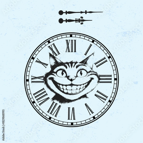 Fototapeta Vintage clock with Roman numerals isolated on a white background. Black antique clock with hands and a Roman dial. Vector