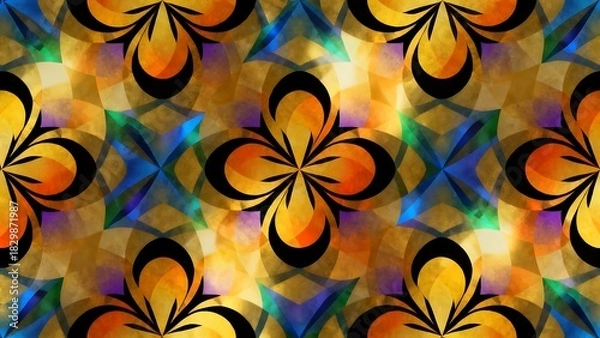 Obraz Abstract floral patterns, golden yellow to deep orange.