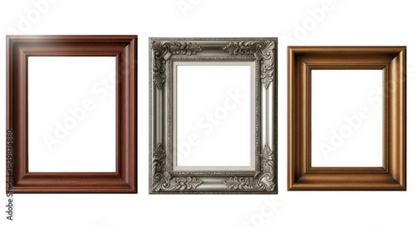 Obraz Three ornate picture frames isolated on transparent background