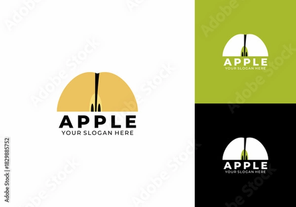 Obraz apple halves vector logo illustration