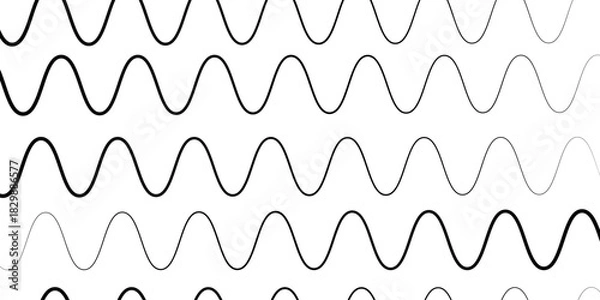 Fototapeta elegant abstract black wave lines forming fluid motion on a simple white background vector artwork.
