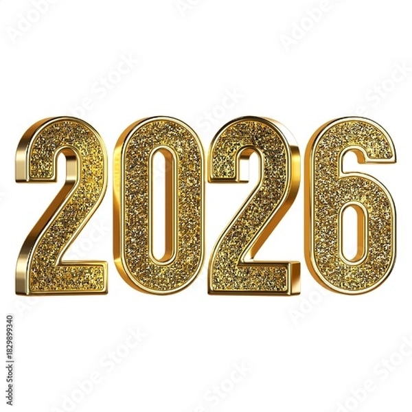 Fototapeta Golden 2026 A Sparkling New Year Celebration or Year-End Concept in Shiny Gold
