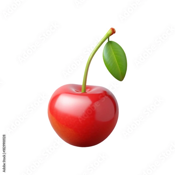 Obraz 3D Cherry Fruit Icon – High-Quality AI-Generated Illustration of a Realistic Cherry Isolated on a Transparent Background
