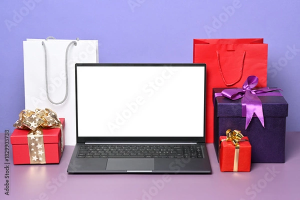 Obraz Ordering gifts online. Concept