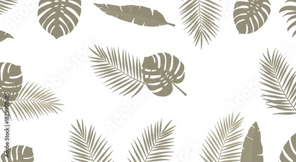 Obraz Tropical Leaf Pattern on White Background.