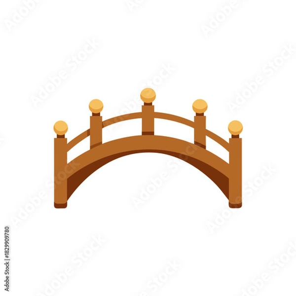 Obraz Illustration of a small decorative wooden bridge on transparent background