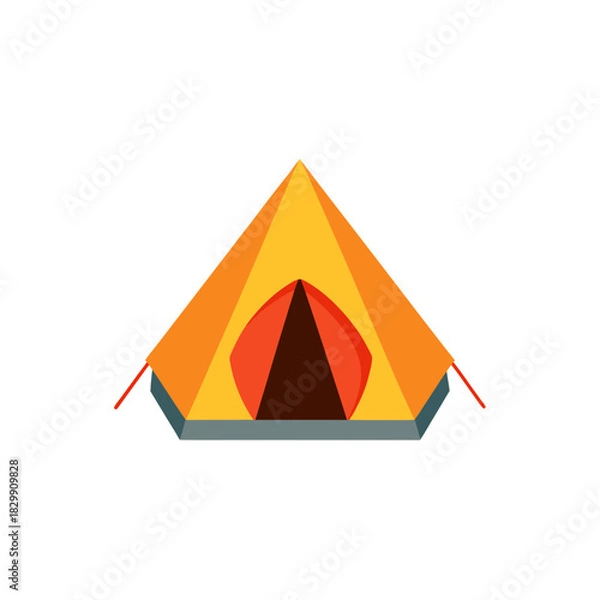 Obraz Illustration of a camping tent with orange and yellow on transparent background