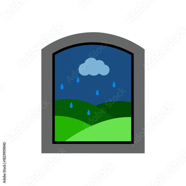 Obraz Rainy weather seen through a window illustration on transparent background