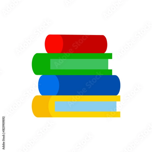 Obraz Stack of four colorful books in flat vector style on transparent background