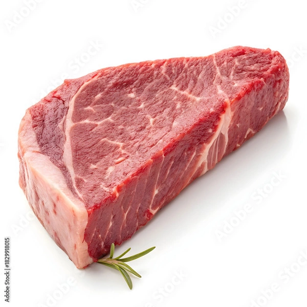 Fototapeta Raw camel meat slice isolated on a white background showcasing fresh high-protein culinary ingredient