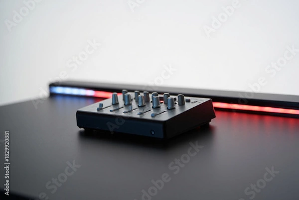 Obraz Audio Mixing Console and Light Bar Professional Sound Equipment Recording Studio Gear Modern Audio Technology Contemporary Setup Music Production