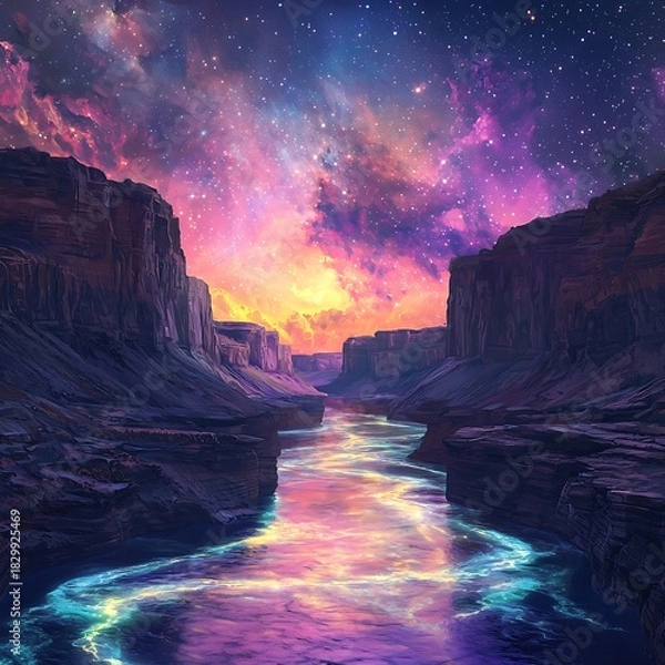 Obraz Violet clouds swirling across cosmic horizon high resolution picture