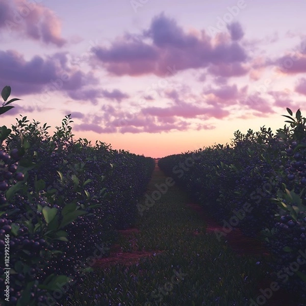 Obraz Warm sunset rays touching berry plants high resolution picture