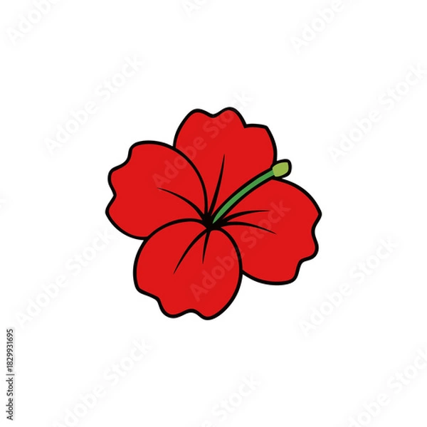 Obraz Vector Clip Art Hibiscus on White Background for Web and Graphic Design