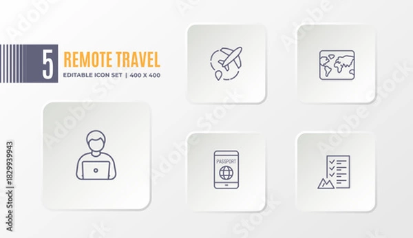 Obraz Travel and Digital Nomad Lifestyle Icon Set