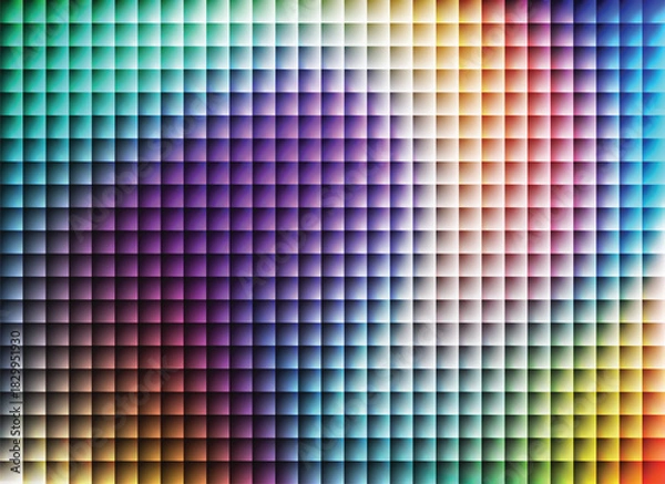 Obraz Abstract mosaic of glowing squares with a vibrant rainbow gradient and subtle light effects