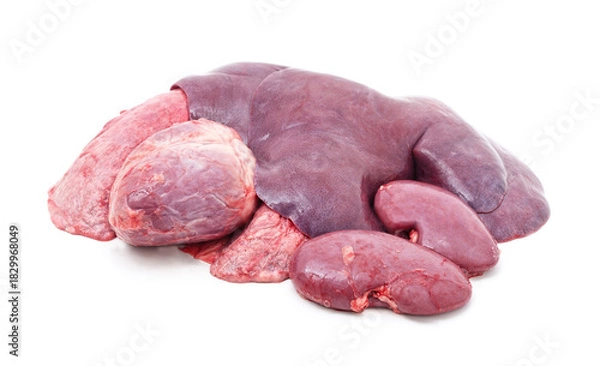Obraz Raw beef offal assortment.