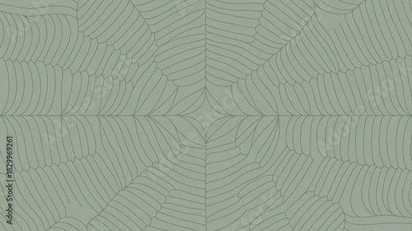 Fototapeta A repeating pattern of stylized spiderwebs in pale green creating a symmetrical abstract design