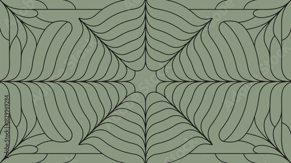 Fototapeta Abstract pattern with curved lines radiating from a central star shape in a rectangular frame