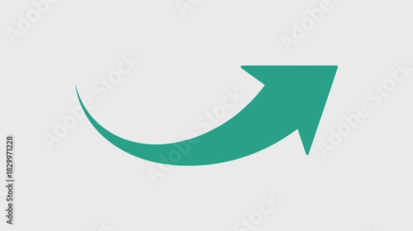 Fototapeta A teal curved arrow pointing to the right on a light gray background in a simple graphic design style