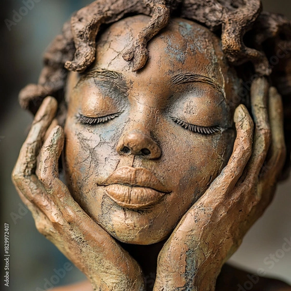 Fototapeta an elegant abstract sculpture of a female head